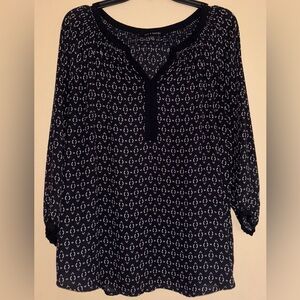 Zac & Rachel Black and White Long-sleeve Blouse - XL